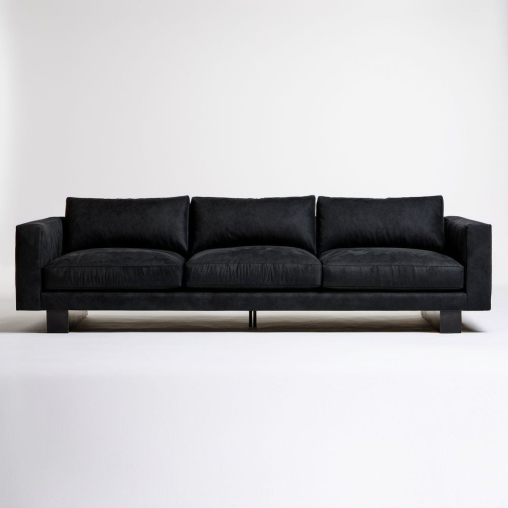 Czarna sofa trzyosobowa aksamitna 230 x 92 x 85 cm