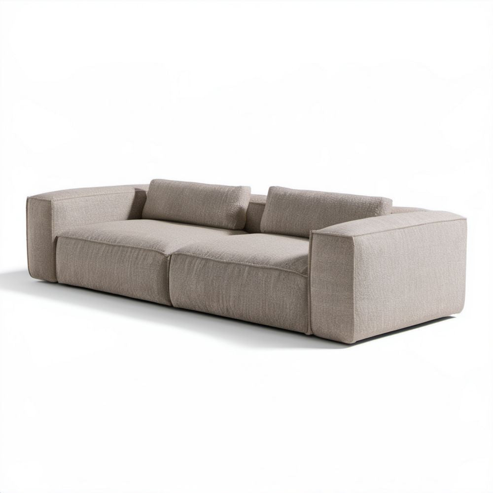 Sofa trzyosobowa beżowa z tapicerką poliestrową 240 x 100 x 70 cm