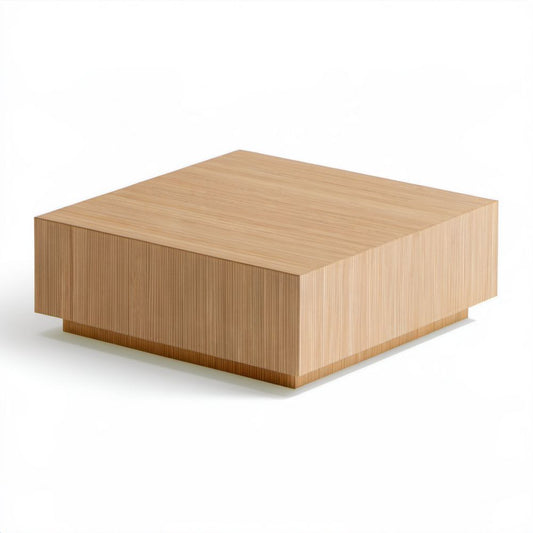 Kwadratowy stolik kawowy bambusowy MDF 100 × 100 × 35 cm, jasny naturalny bambus