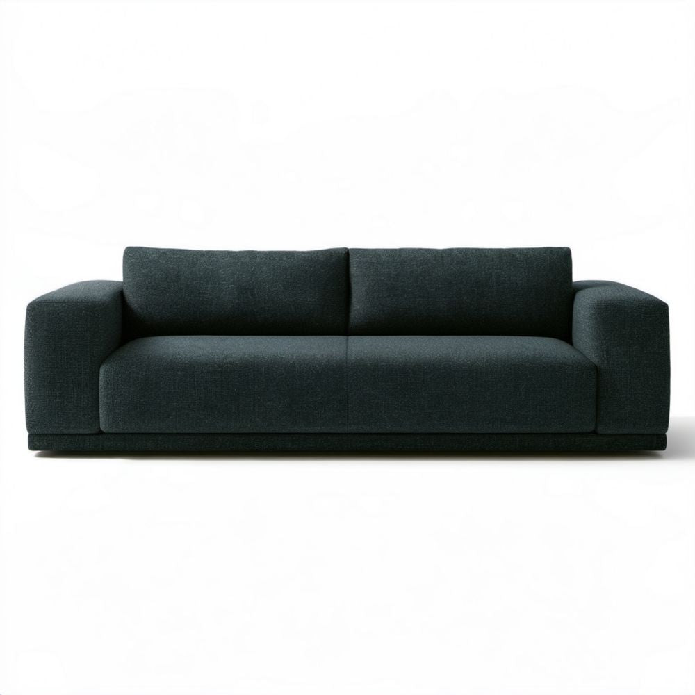 Trzyosobowa sofa ciemnozielona z tapicerką poliestrową, 220 x 90 x 75 cm