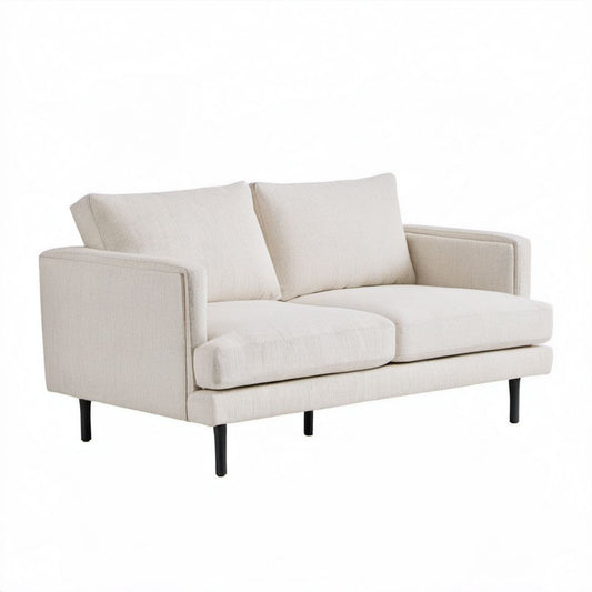 Sofa dwuosobowa beżowa z tapicerką poliestrową i stalowymi nogami, 160 × 90 × 85 cm