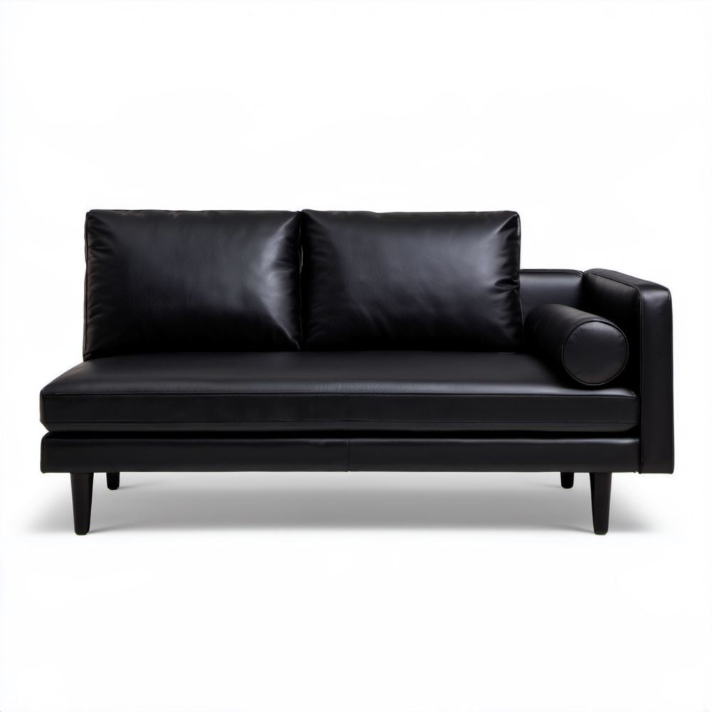 Dwuosobowa sofa ze skóry syntetycznej czarna 160 x 85 x 80 cm