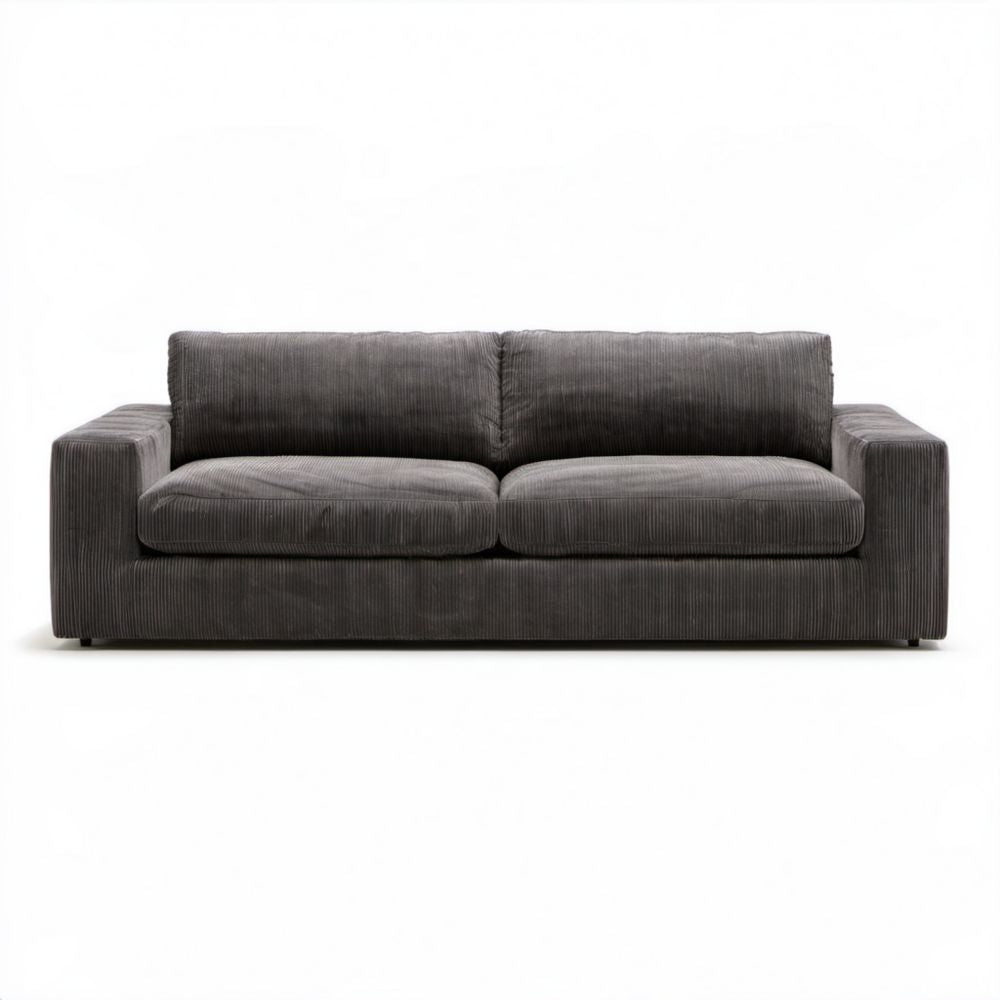 Dwuosobowa sofa z tkaniny sztruksowej, ciemnoszara, 180 x 90 x 78 cm